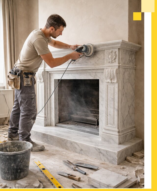 Изготовление и установка мраморных каминов в Карасуке под ключ