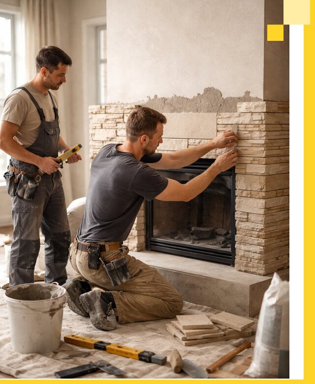 Установка и монтаж каминов для загородного дома в Карасуке