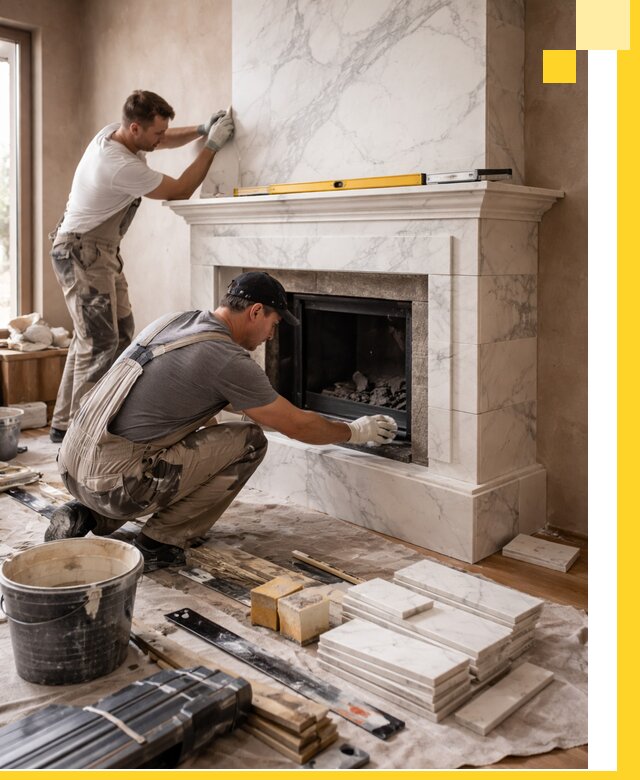 Отделка каминов в Карасуке качественные облицовочные работы