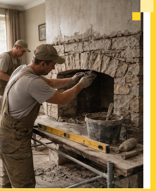 Изготовление каминов под ключ в Карасуке, монтаж и отделка