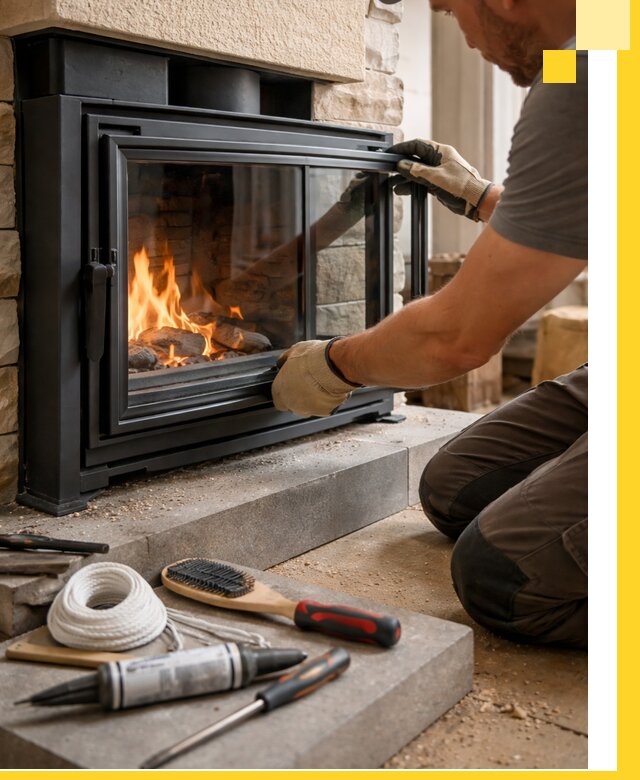 Производство, монтаж и доставка каминов со стеклом в Карасуке