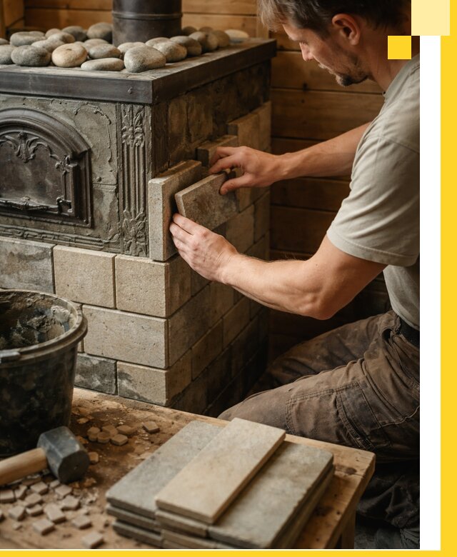 Облицовка банных печей в Карасуке профессиональная отделка