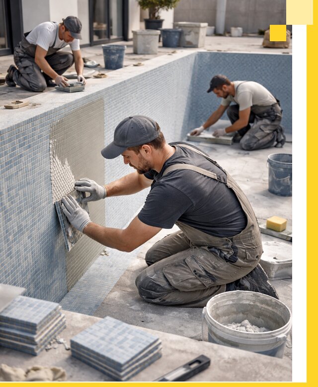 Облицовка бассейнов в Карасуке плитка мозаика гидроизоляция