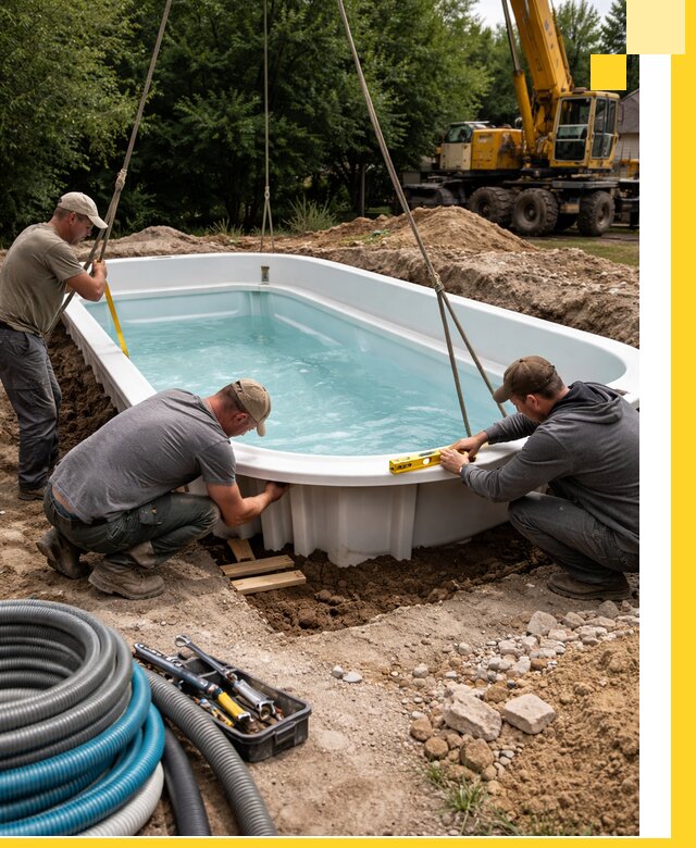 Установка и монтаж композитных бассейнов под ключ в Карасуке