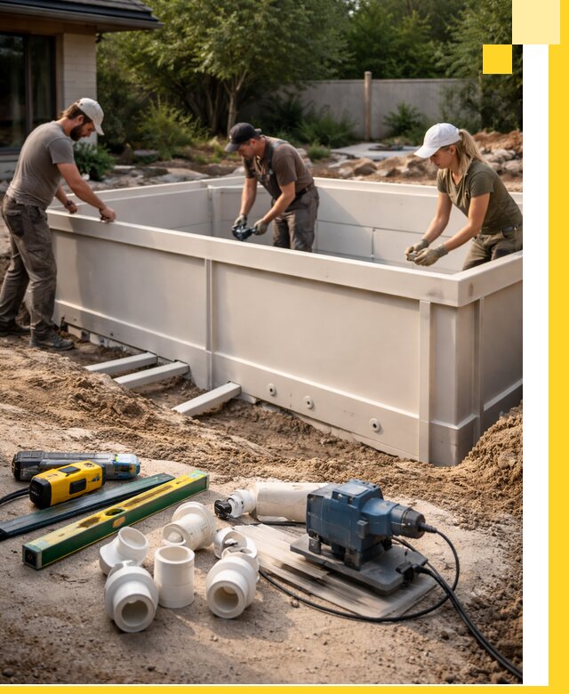 Установка полипропиленовых бассейнов под ключ в Карасуке