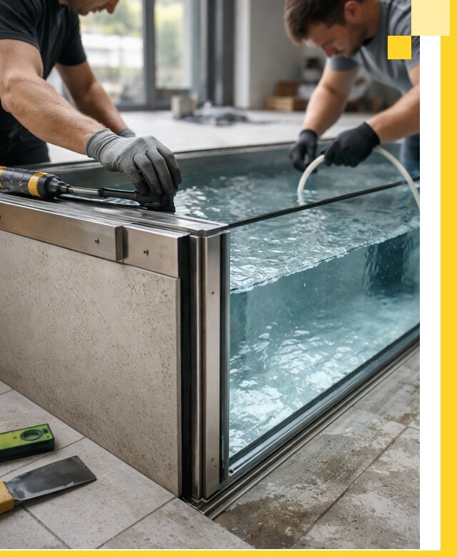 Проектирование и монтаж стеклянных бассейнов в Карасуке