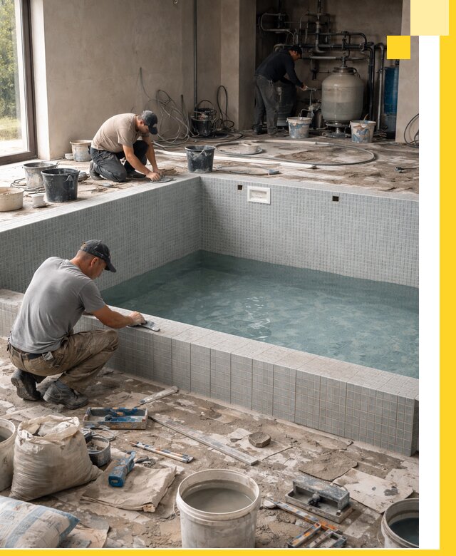 Строительство и монтаж бассейнов в помещении в Карасуке