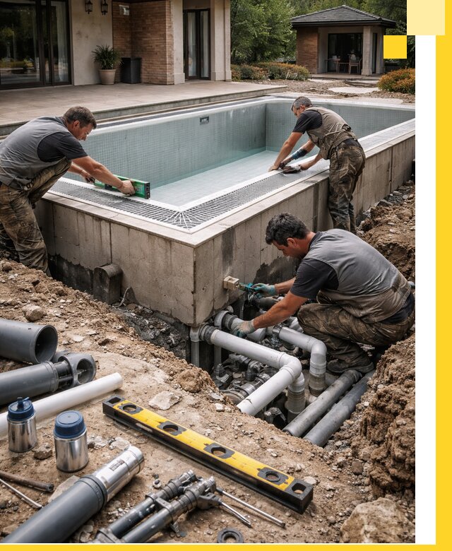 Строительство переливных бассейнов в Карасуке под ключ