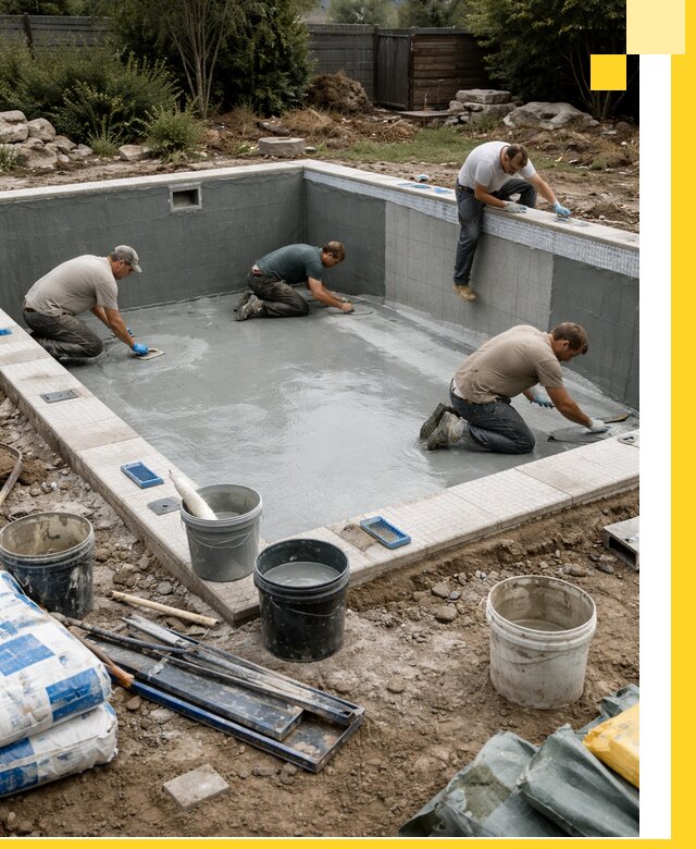 Изготовление и монтаж чаши бассейна под ключ в Карасуке