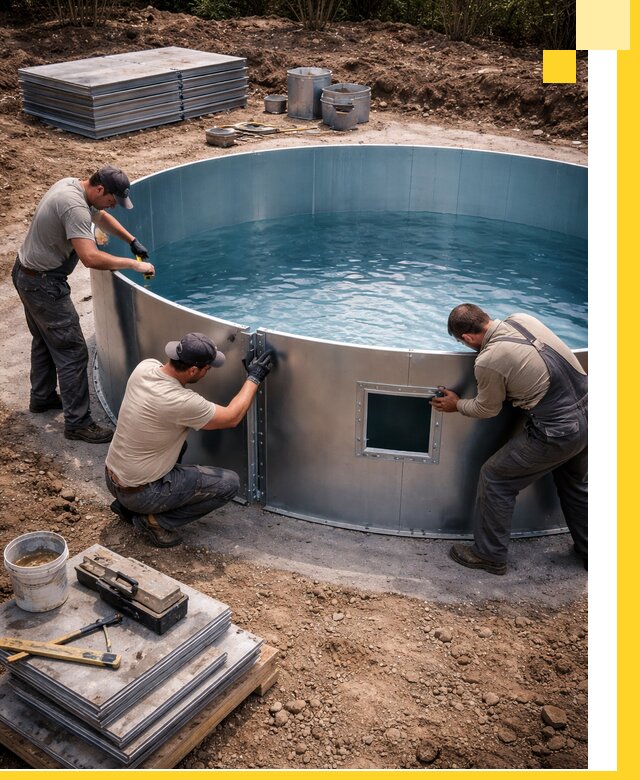 Круглые бассейны под ключ в Карасуке проектирование и монтаж