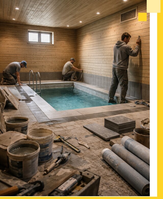 Строительство бани с бассейном и сауной под ключ в Карасуке