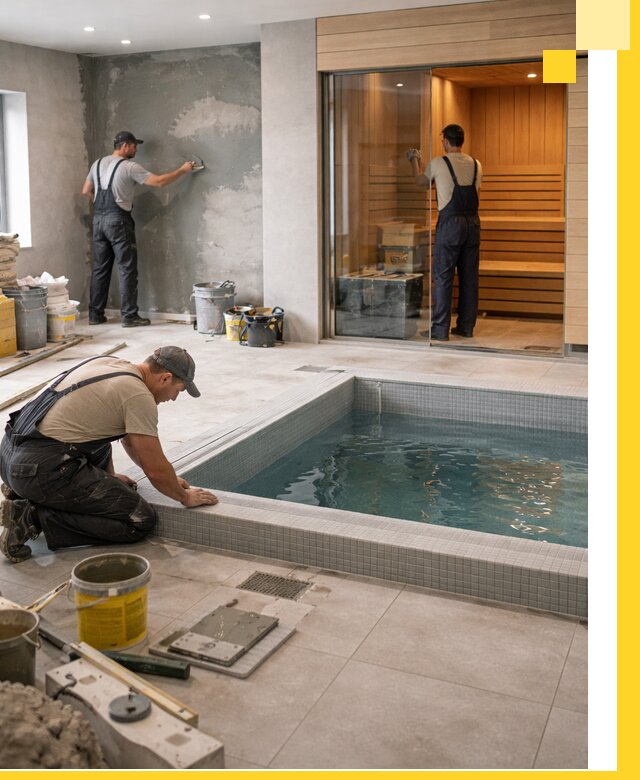 Проектирование и строительство сауны с бассейном в Карасуке