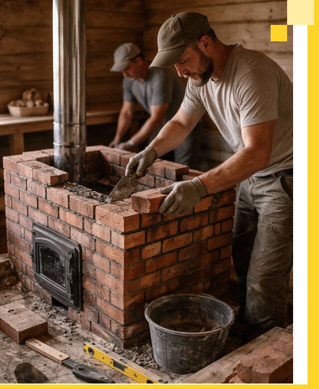 Кирпичные печи для бани под ключ в Карасуке, проект и монтаж