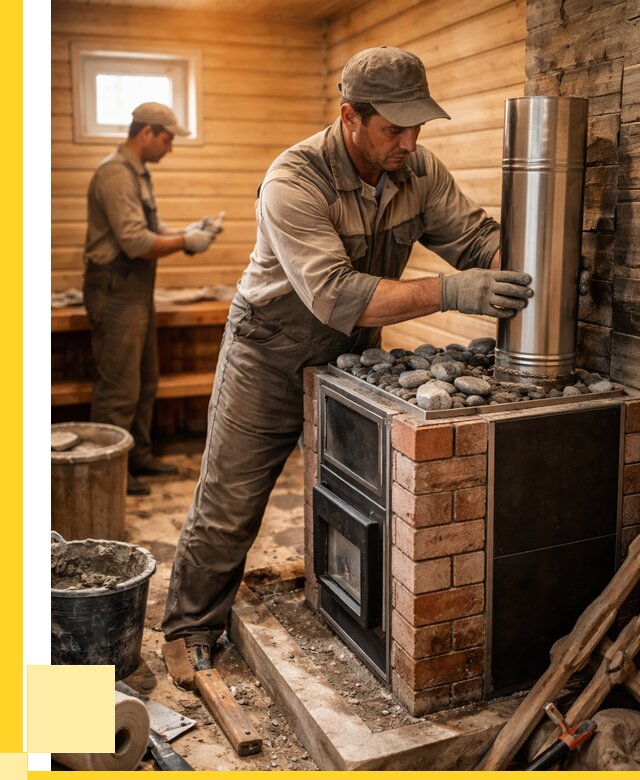 Монтаж печи в бане под ключ в Карасуке от 20314 р. | ЭриданКск