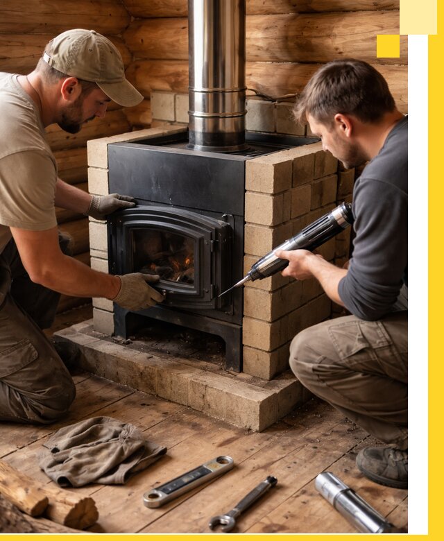 Монтаж и установка печи в бане под ключ с гарантией в Карасуке