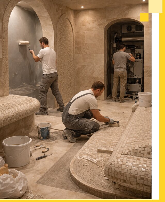 Строительство бани с хамамом и бассейном под ключ в Карасуке