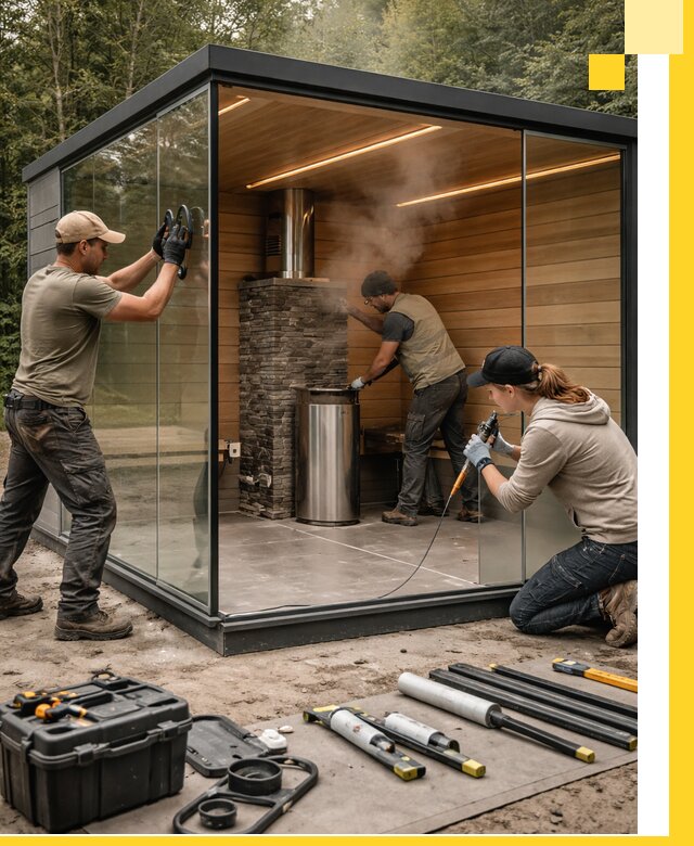 Проектирование и строительство стеклянных бань в Карасуке