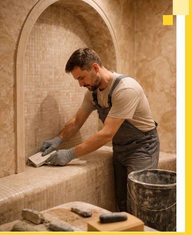 Профессиональная отделка хамамов с мозаикой под ключ в Карасуке