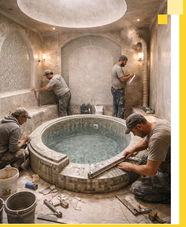 Профессиональное строительство хамама с бассейном в Карасуке под ключ
