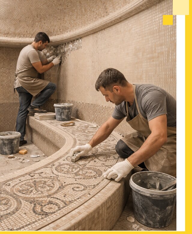 Плитка для хамама в Карасуке, укладка, подбор и поставка