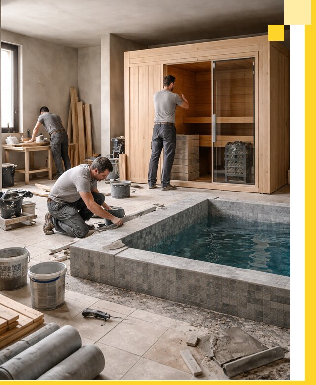 SPA зоны под ключ с бассейном сауной и печью в Карасуке